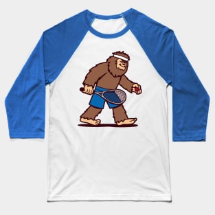 Sasquash Funny Cute Kawaii Sporty Badminton Squash Playing Bigfoot Baseball T-Shirt